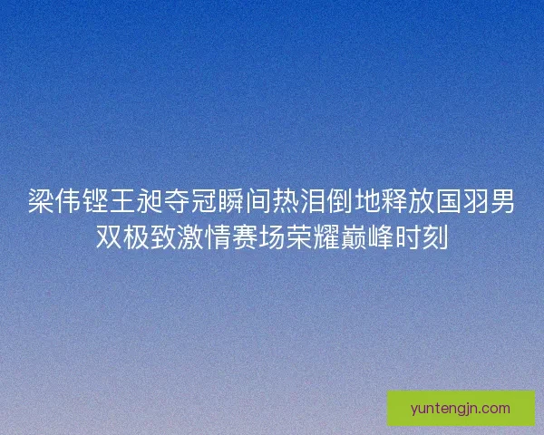 梁伟铿王昶夺冠瞬间热泪倒地释放国羽男双极致激情赛场荣耀巅峰时刻