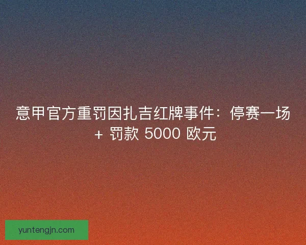 意甲官方重罚因扎吉红牌事件：停赛一场 + 罚款 5000 欧元