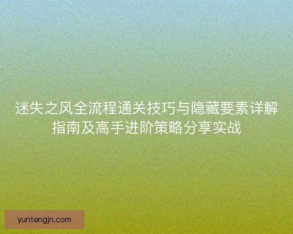 迷失之风全流程通关技巧与隐藏要素详解指南及高手进阶策略分享实战